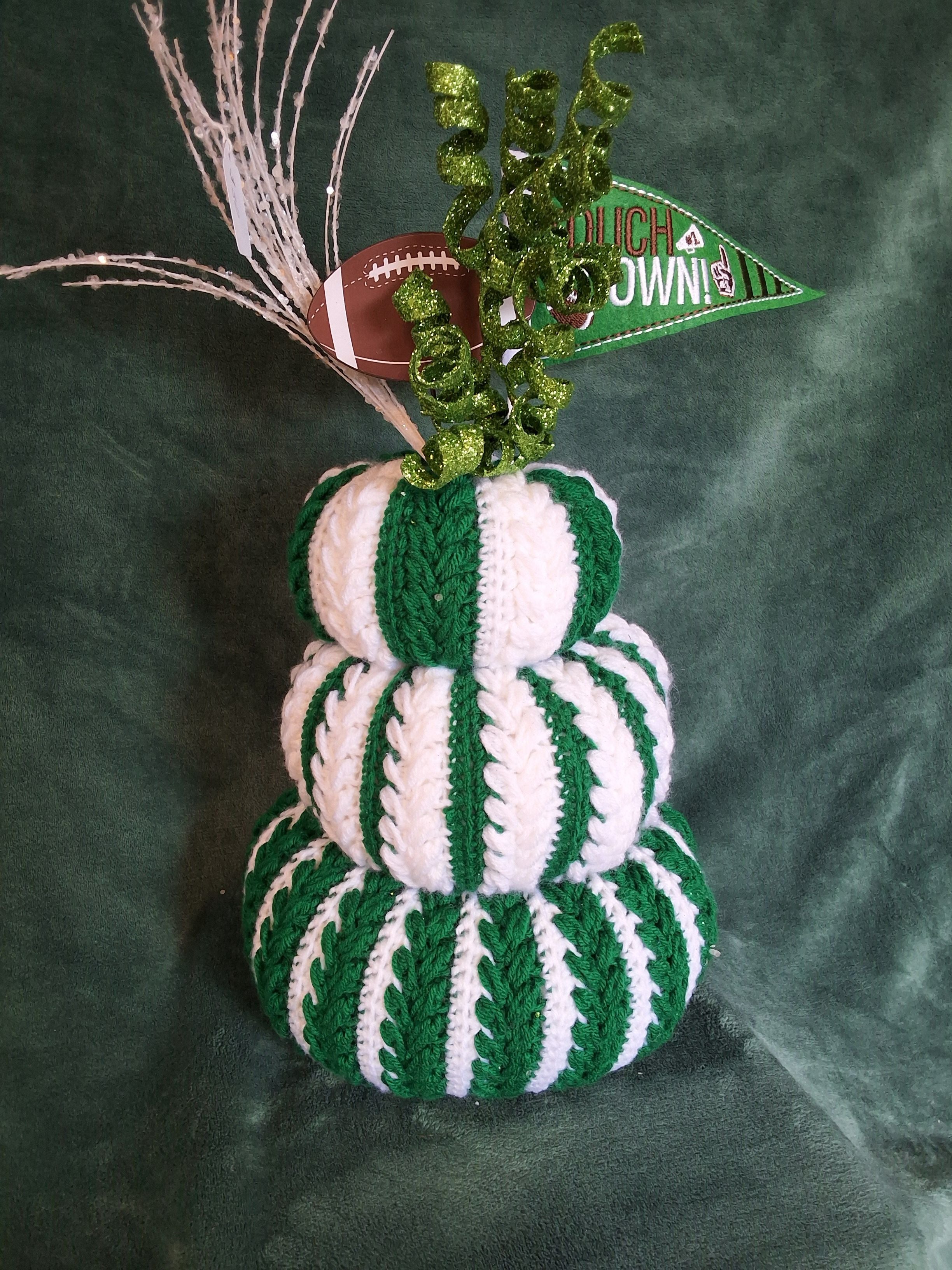 Green & White Football Pumpkins